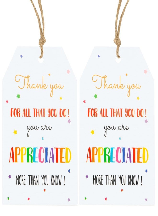 Anwyll Thank You Gift Tags - 100Pcs Thank You for All You Do Tags with String Teacher Appreciation Thanks You Gifts Tags for Favor Colorful Star Hang Paper Gift Tag for Employee Volunteer Nurse Doctor - Image 1